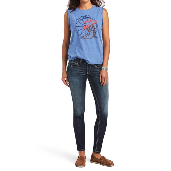 S O L D Ariat | Mama Rock Me Western Tee Shirt Blue - Picture 5 of 10